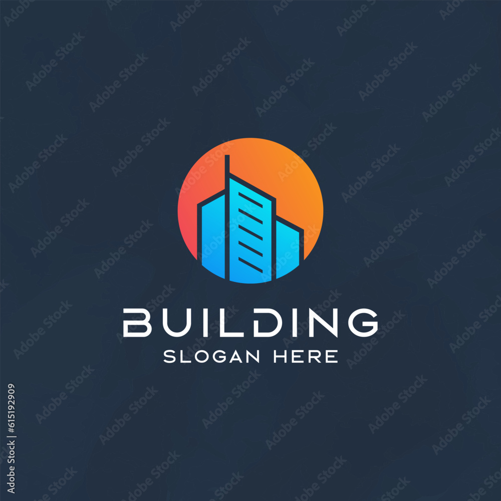 Letter O initial with modern building element logo design template Letter O initial with modern building element logo design template