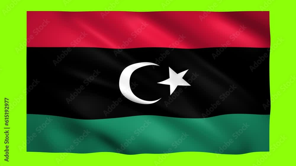 Libya flag on green screen for chroma key Libya flag on green screen for chroma key