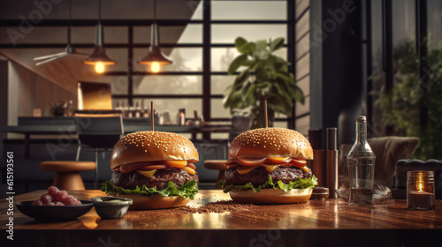 Delicious hamburger cinematic photography Generative AI