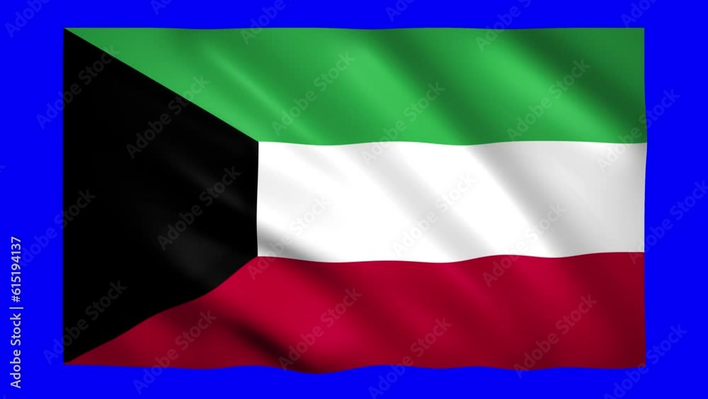 Kuwait flag on blue screen for chroma key Kuwait flag on blue screen for chroma key