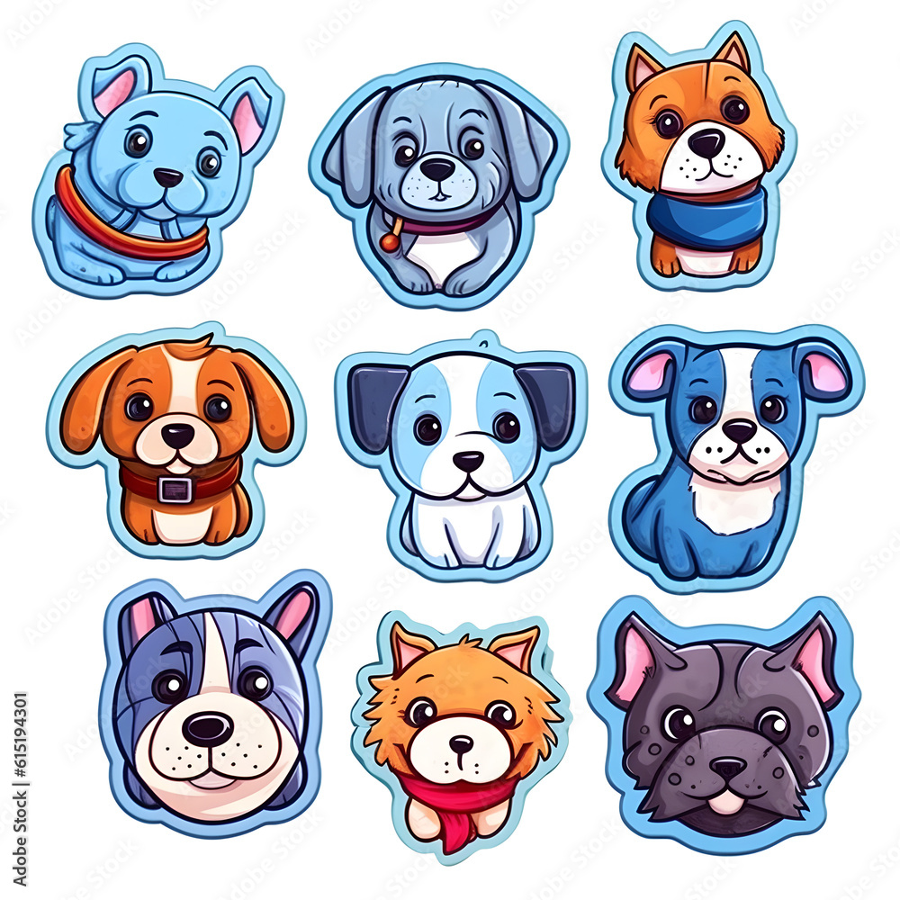 set of animal patches and stickers. Generative AI set of animal patches and stickers. Generative AI