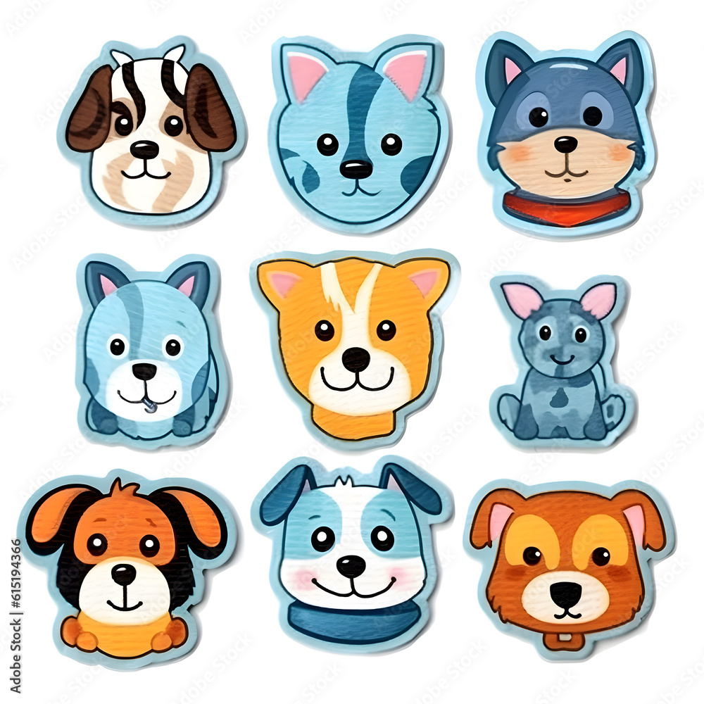 set of animal stickers or patches. Generative AI.