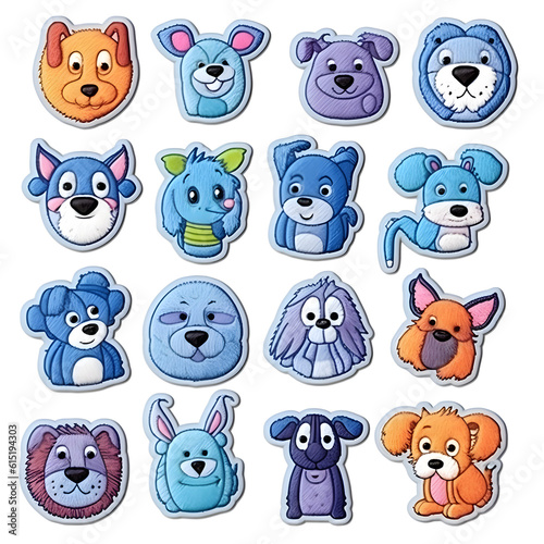 set of animal patches or stickers. Generative AI