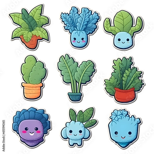 set of vegetables and plants. Generative AI