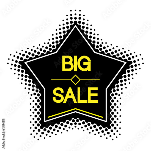 Five pointed Big Sale halftone icon. Vector editable shape.