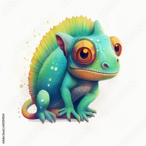 character of a green chameleon on a white background