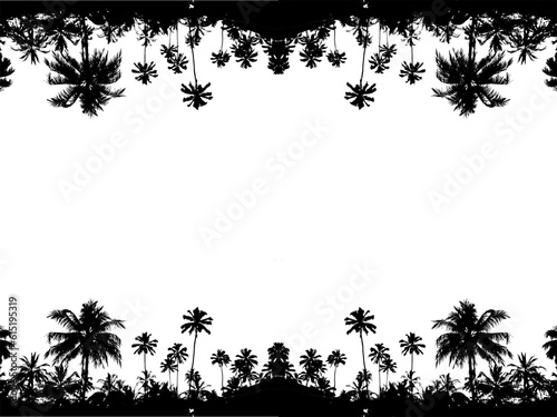 beautiful black silhouette of tropical palm trees