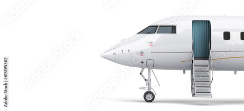 new passenger plane with open doors travel concept 3d render on white