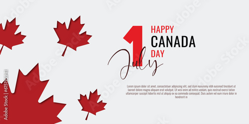 Happy 1st of July Canada Day card or background with Maple leaf.