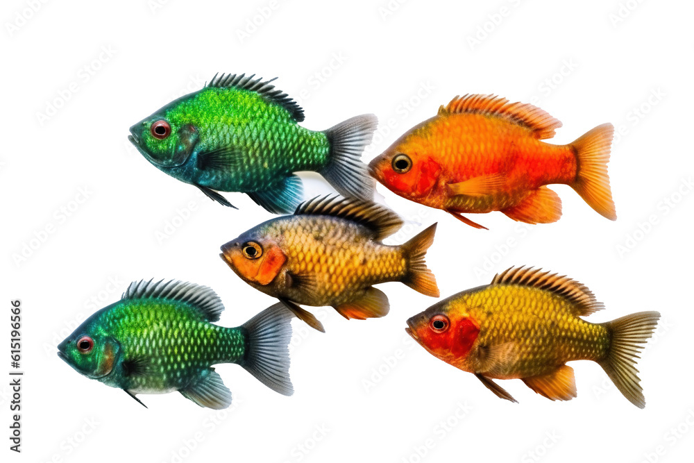 Fototapeta premium Harmonious Hues fish. Transparent background. generative AI