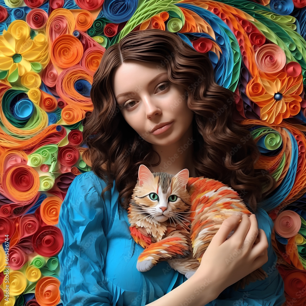 woman with a cat