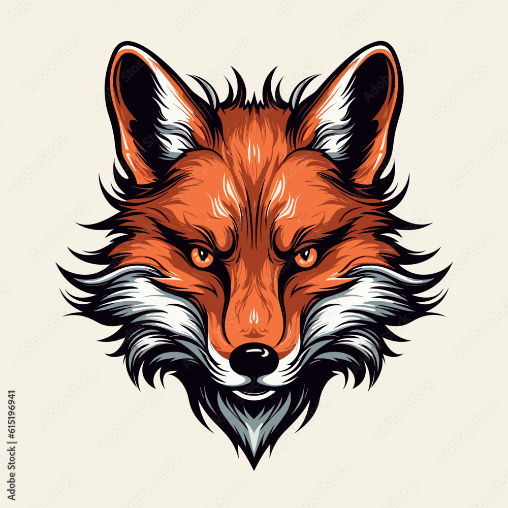 Naklejka premium fox head vector illustration