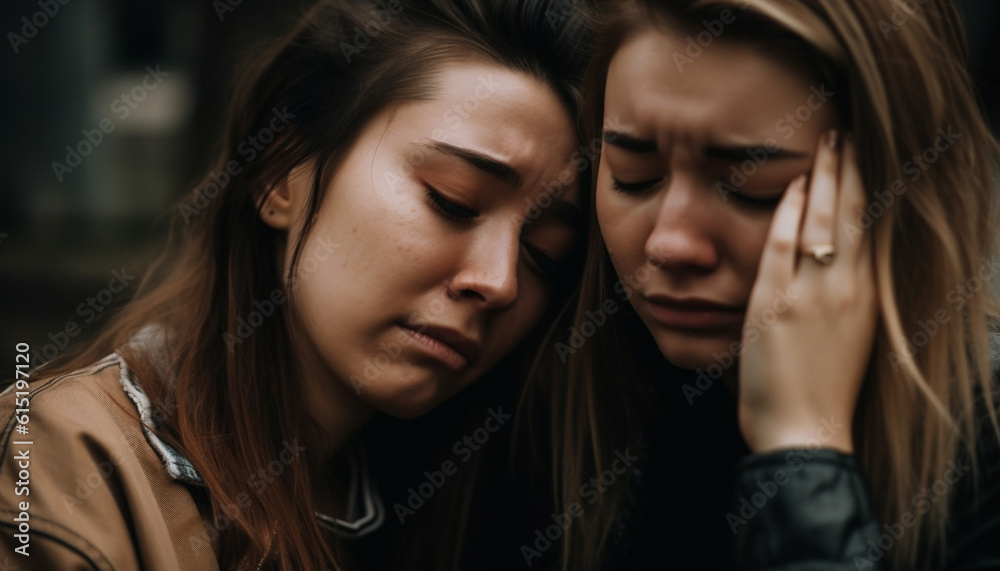 Solitude and despair overshadow hopelessness in this emotional headshot portrait generated by AI Solitude and despair overshadow hopelessness in this emotional headshot portrait generated by AI