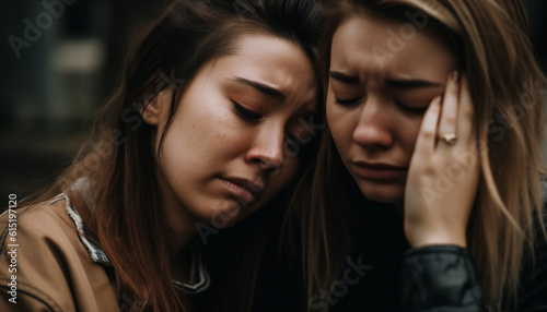 Solitude and despair overshadow hopelessness in this emotional headshot portrait generated by AI