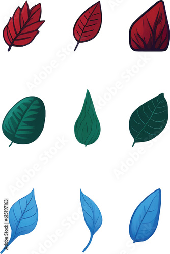 Leaf Design Set, Vector Watercolor Clipart