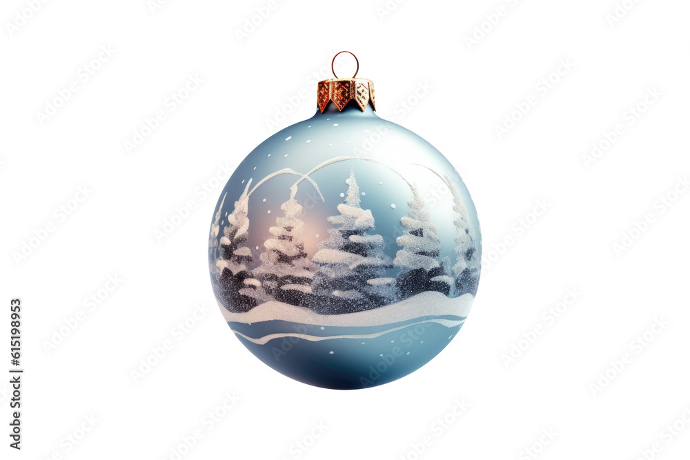 blue Christmas ball on white background. Generative AI blue Christmas ball on white background. Generative AI