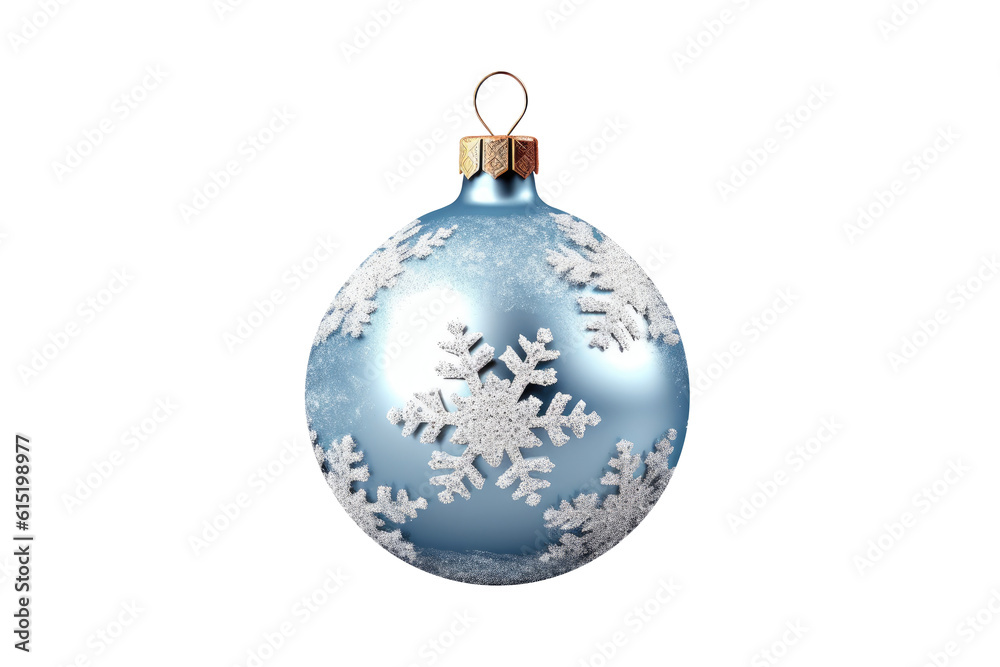 blue Christmas ball on white background. Generative AI blue Christmas ball on white background. Generative AI