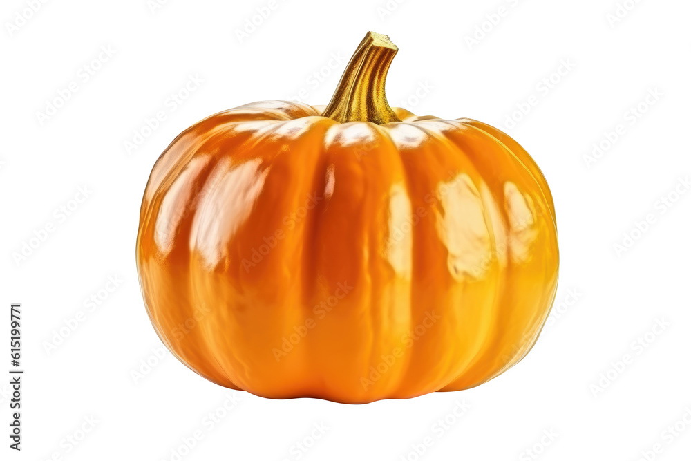 Obraz premium Single fresh orange pumpkin isolated on white background. Generative AI