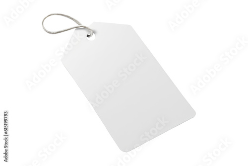 Single blank tag with tied thread isolated on white background. Generative AI