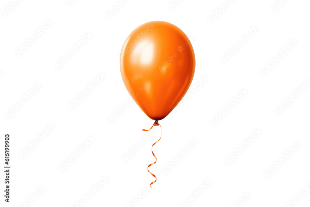 Orange helium balloon. Birthday balloon flying for party and celebrations. Isolated on white background. Generative AI Orange helium balloon. Birthday balloon flying for party and celebrations. Isolated on white background. Generative AI