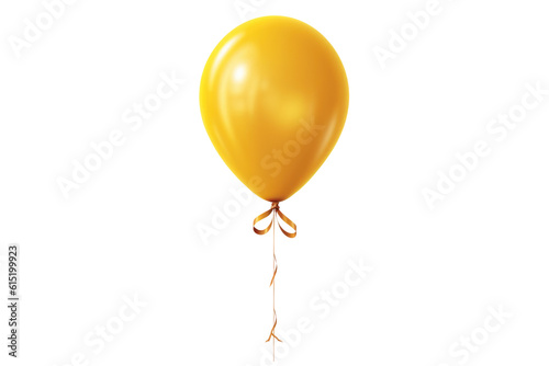 Yellow helium balloon. Birthday balloon flying for party and celebrations. Isolated on white background. Generative AI