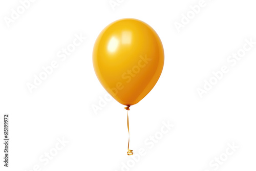 Yellow helium balloon. Birthday balloon flying for party and celebrations. Isolated on white background. Generative AI