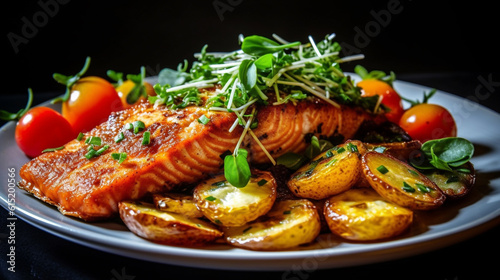 grilled chicken with vegetables HD 8K wallpaper Stock Photographic Image