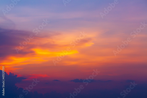 Clouds and orange sky,panoramic sunset sky and clouds background © banjongseal324
