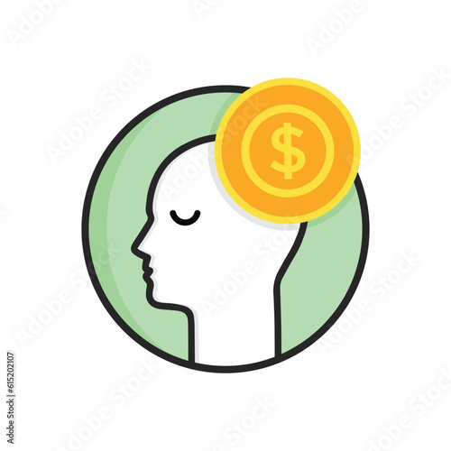 linear rich man like round logo. concept of thoughts of wealth and personal success or male dreams of big earnings. outline flat style trend modern logotype graphic art design on white background