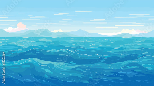 vector calm sea or ocean surface with small waves and blue sky vector illustration