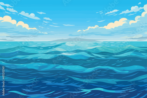 vector calm sea or ocean surface with small waves and blue sky vector illustration