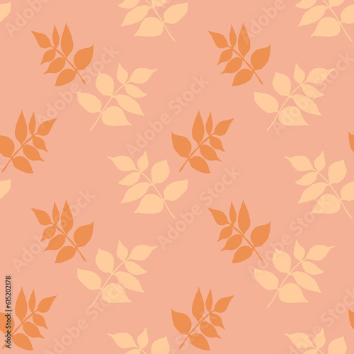 Seamless pattern with leaves in pastel colors.