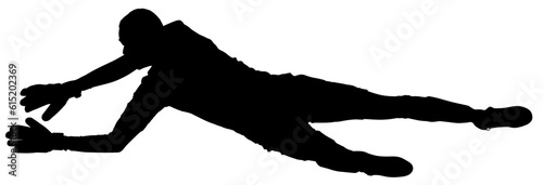 Digital png silhouette image of male goalkeeper on transparent background