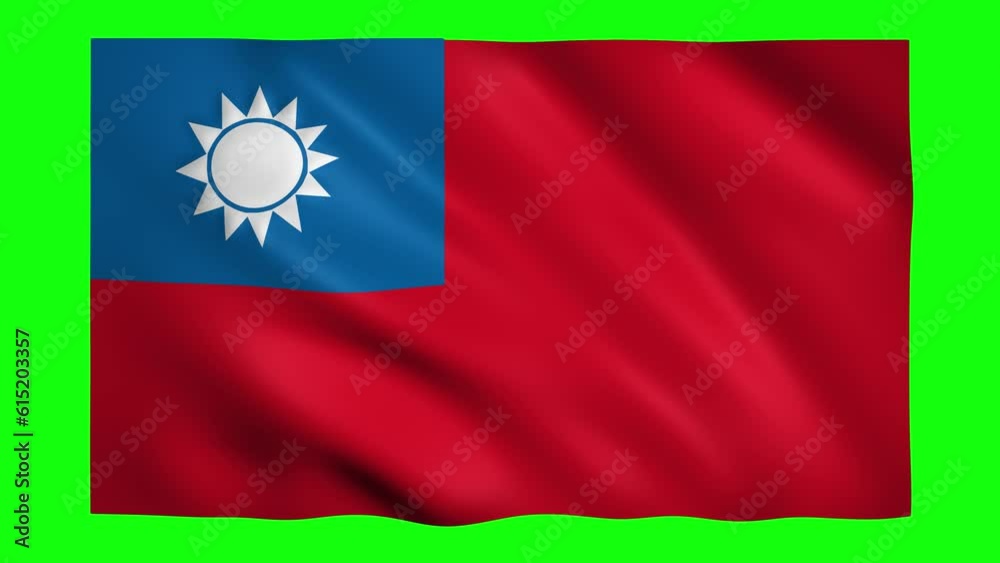 Taiwan flag on green screen for chroma key