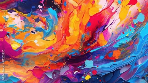 Abstract painting with vibrant colors . Fantasy concept , Illustration painting. photo
