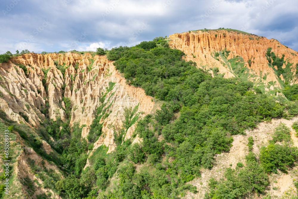 Stob Pyramids, located at the foothills of the Rila Mountains near the road to the Rila Monastery, Bulgaria