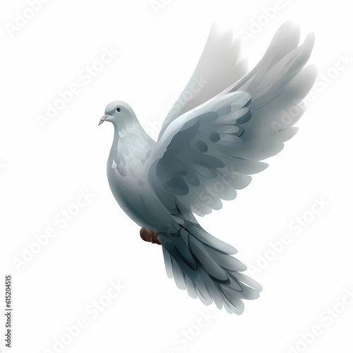 A dove on a white background. Generative AI.