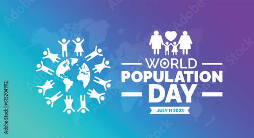 World Population Day background, banner, poster and card design template with standard color celebrated in july.