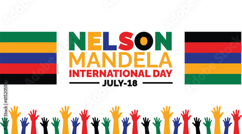 Photos Nelson Mandela International Day background, banner, poster and card design template with standard color celebrated in july