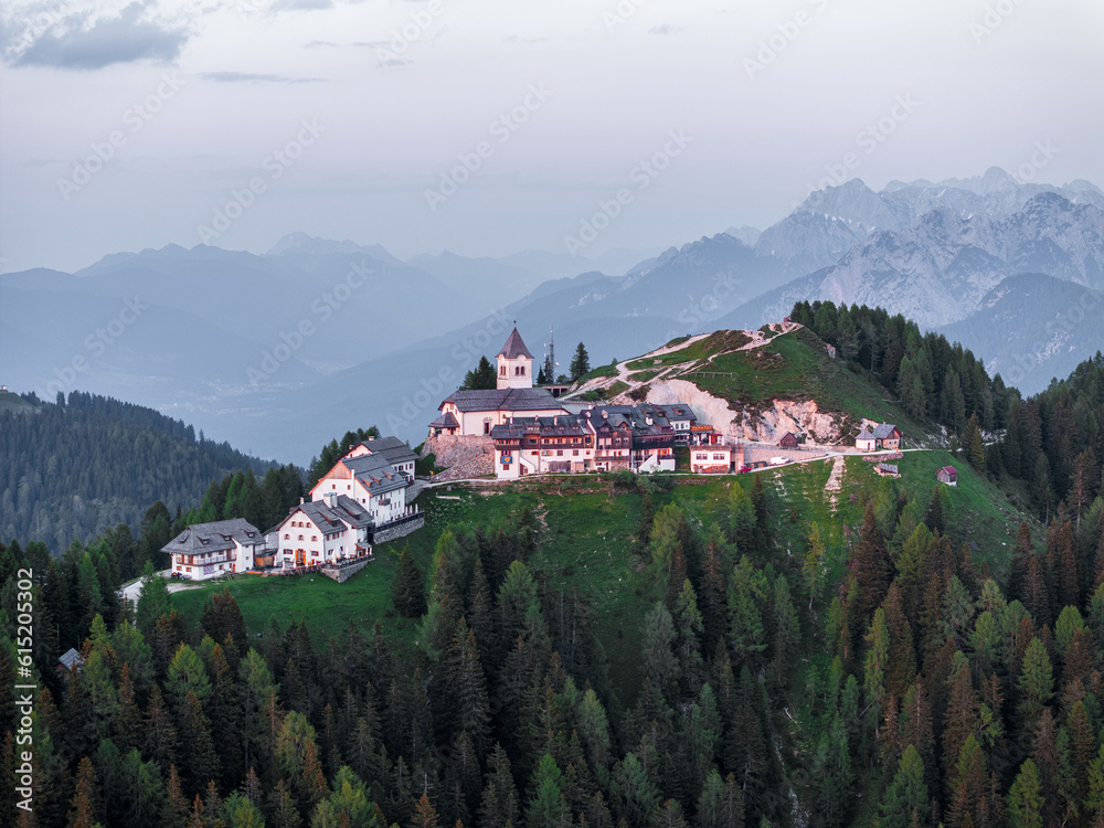 Mesmerizing Landscape of Monte Lussari in Tarvisio Italy with Stunning Mountain Background