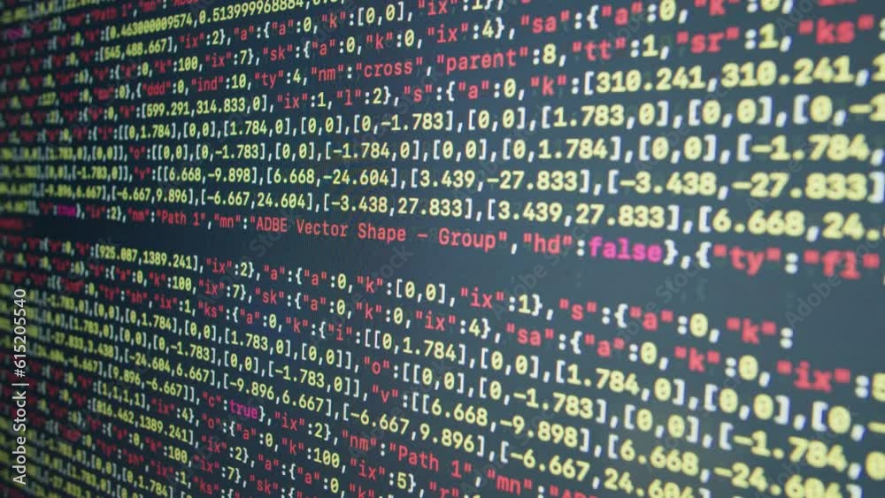 Chat AI generating Coding UX UI script code text on screen, HTML5 in editor for website development, Close up Macro of Programming code software developer. 