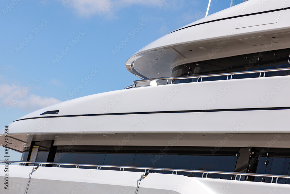 Detail from a luxury yacht at Marina Port Vell, Barcelona, Spain