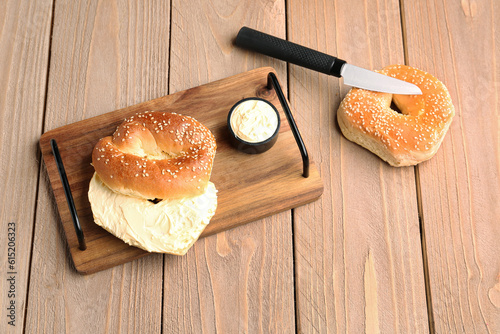 Board of tasty bagels with ...