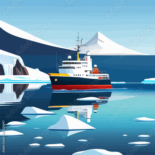 icebreaker sailing in the ice of Antarctica