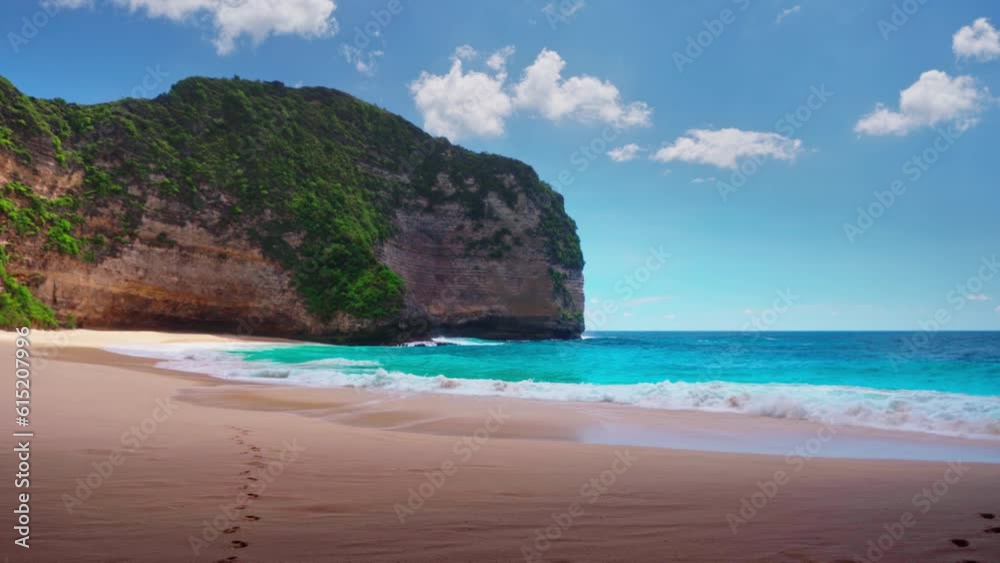Kelingking beach Bali is one of the most iconic landmark Indonesia and famous travel destination Bali with tropical beach and scenery mountain rocks in ocean on nature background Bali, Indonesia 4K Kelingking beach Bali is one of the most iconic landmark Indonesia and famous travel destination Bali with tropical beach and scenery mountain rocks in ocean on nature background Bali, Indonesia 4K