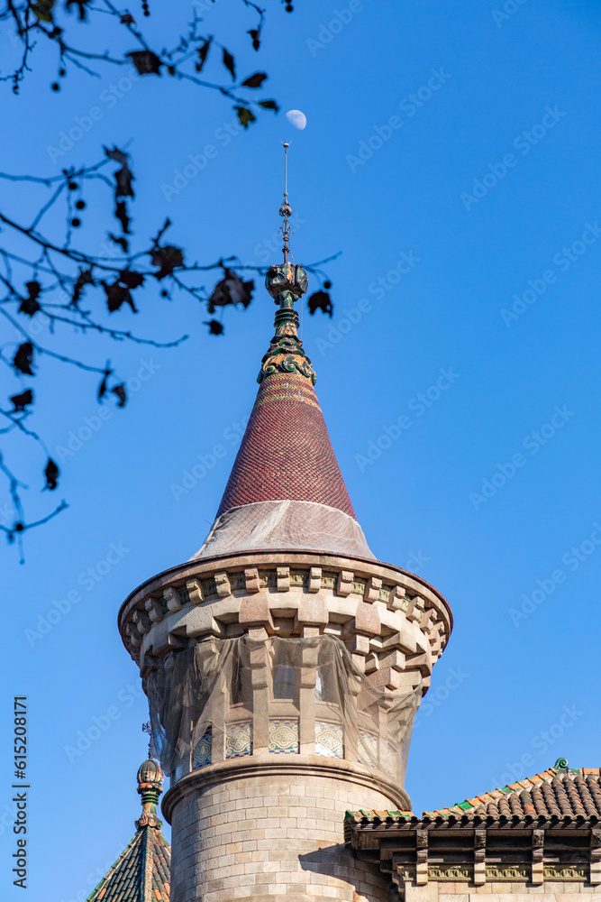 Naklejka premium Architectural detail from the typical ornate buildings of Barcelona, Spain