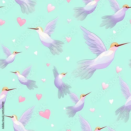 seamless pattern with birds Hummingbird Seamless Ai generative © Agnieszka