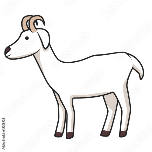 Vector doodle of a white goat. Doodle animal character. Cute doodles for kids