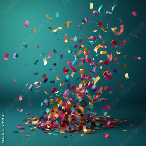 A pile of confetti on a green background Generative Ai