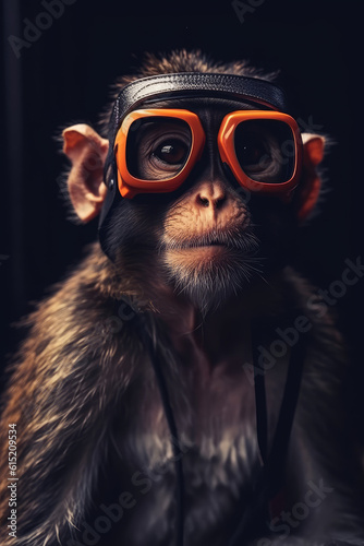 A monkey with a VR glasses
